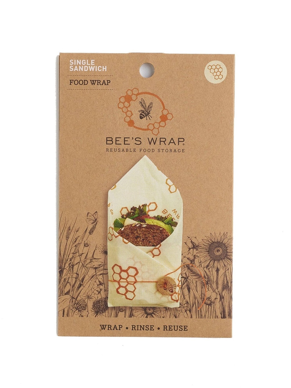 Bee’s Wrap Reusable Food Wrap - Cream with Honeycomb Design